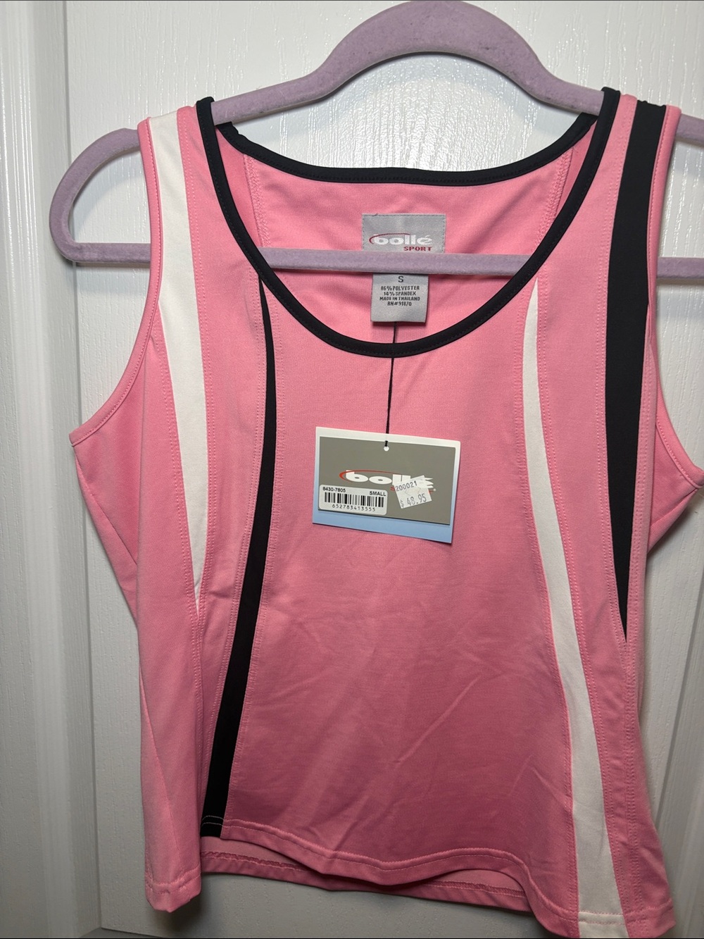 bolle Pink Tank Top with Black and White Trim